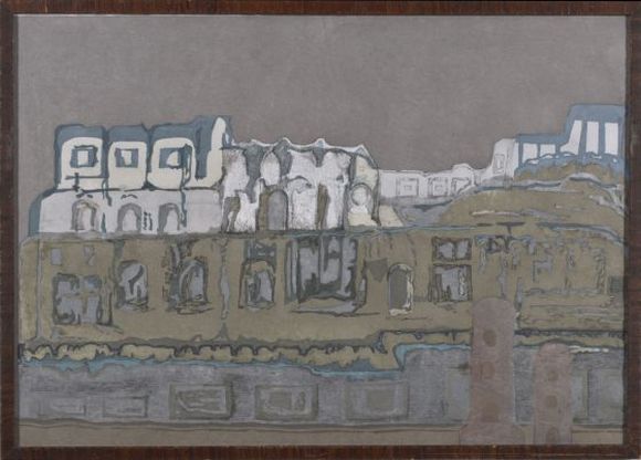 国展入選版画「若い神子畑ー今」